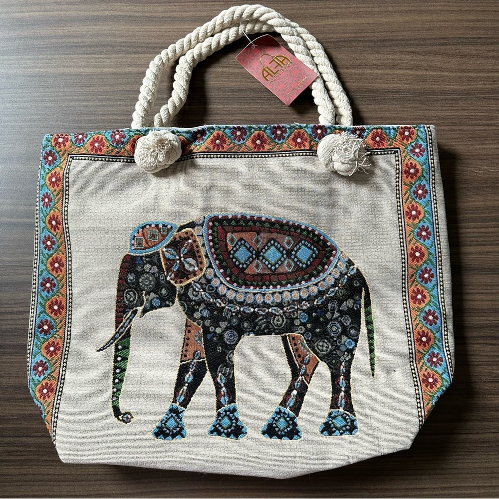 NWT Elephant Boho Tote Bag